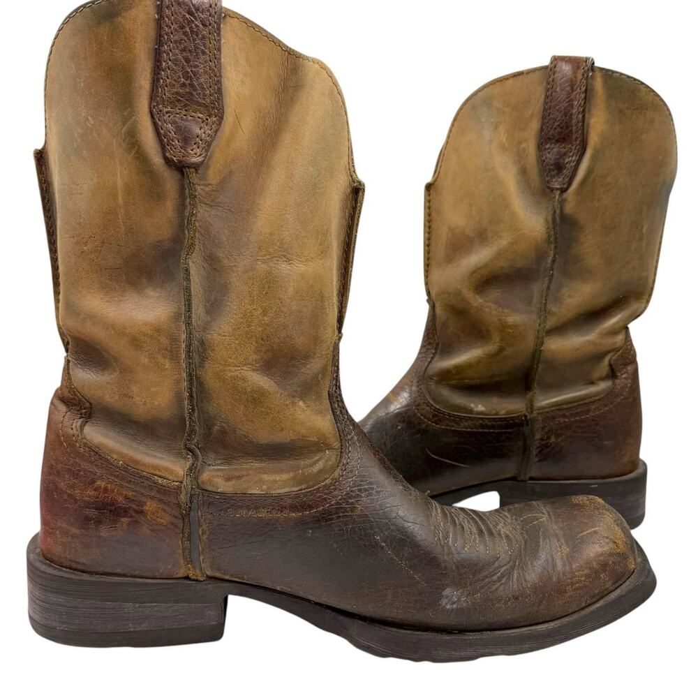 Ariat Rambler Earth Brown Bomber Leather Cowboy Western Boots Mens 10 Distressed
